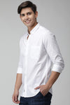 Textured Cotton Linen White Slim Fit Shirt