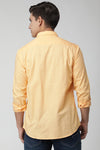 Textured Cotton Linen Orange Slim Fit Shirt