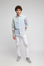 Sea Green Multicolor Oxford Vertical Stripe Shirt