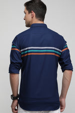 Navy Engineered Horizontal Stripe Shirt