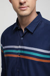 Navy Engineered Horizontal Stripe Shirt