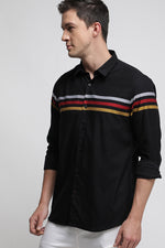 Black Engineered Horizontal Stripe Shirt