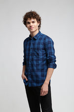 Blue Indigo Twill Check Shirt