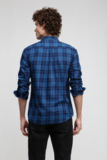 Blue Indigo Twill Check Shirt