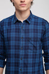 Blue Indigo Twill Check Shirt