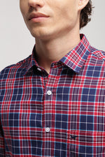Red Multicolor Twill Check Shirt