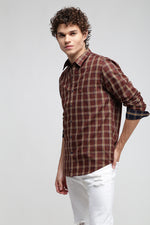 Brown Multicolor Twill Check Shirt