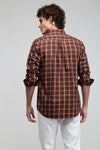 Brown Multicolor Twill Check Shirt