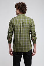 Olive Green Multicolor Twill Check Shirt
