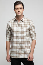 Ecru Matty Textured Check Shirt
