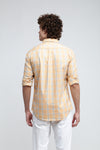 Peach Orange Dobby Textured Check Shirt