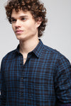 Blue Lightweight Twill Check Shirt