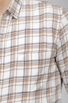Ecru Slim Fit Textured Cotton Checks Shirt