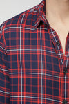Navy Checks Causal Fitted Shirt