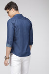 Indigo Blue Slim Fit Solid Cotton Shirt