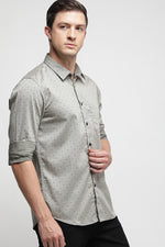 Grey Stretch Twill Printed Shirt