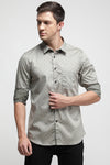 Grey Stretch Twill Printed Shirt
