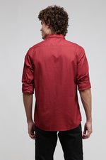 Maroon Solid Stretch Textured Shirt