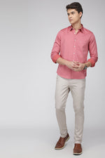 Dark Pink Slim Fit Premium Solid Stretch Shirt