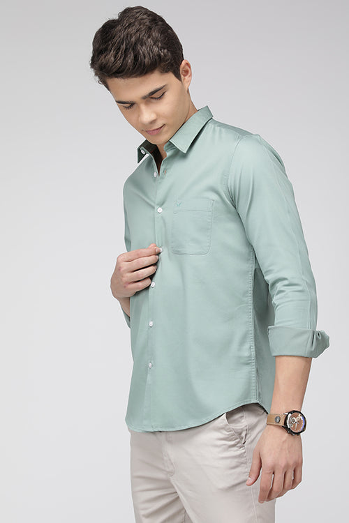 Light Olive Slim Fit Premium Stretch Shirt