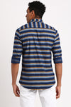 Navy Horizontal Multicolor Stripe Shirt