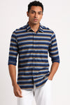 Navy Horizontal Multicolor Stripe Shirt