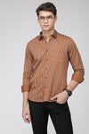 Dark Khaki Slim Fit Premium Vertical Stripe Shirt