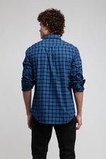 Cobalt Blue Amsler Textured Check Shirt