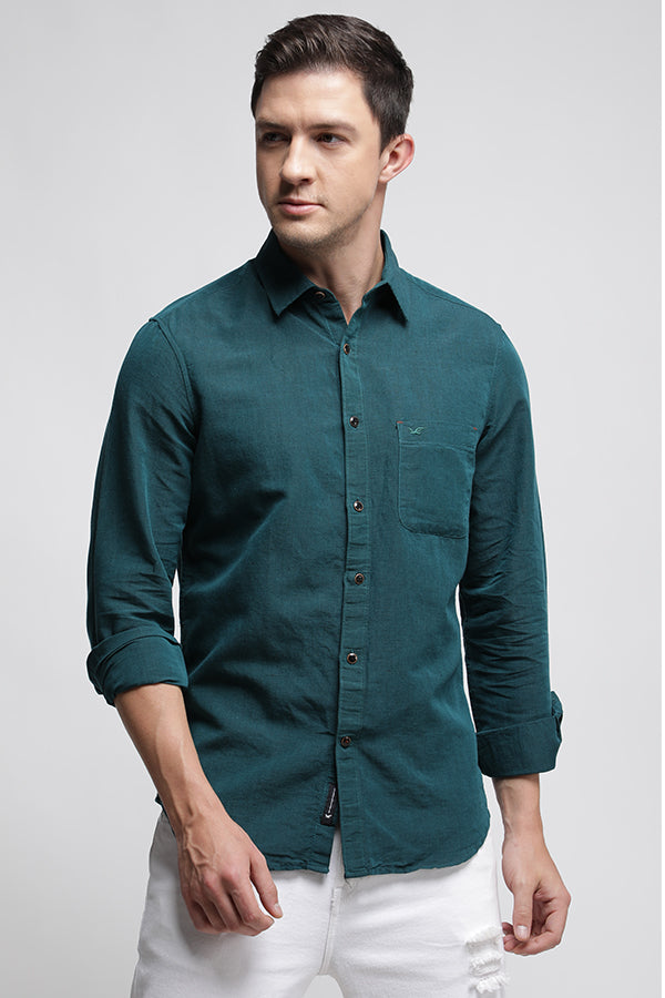 Pine Green Linen Cotton Shirt