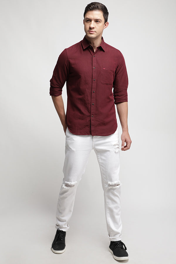 Burgundy Linen Cotton Shirt