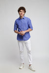 Ocean Blue Solid Textured Shirt