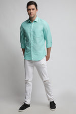 Mint Solid Linen Cotton Shirt
