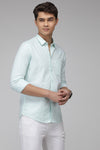 Mint Slim Fit Premium Cotton Stripe Shirt