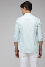 Mint Slim Fit Premium Cotton Stripe Shirt