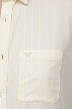 Light Yellow Slim Fit Premium Cotton Stripe Shirt