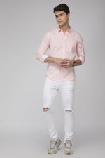 Peach Slim Fit Premium Cotton Stripe Shirt