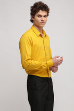 Mustard Solid Pique Knit Shirt