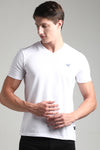White Solid Jersey V-Neck Tees
