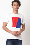 White Chest Graphic Printed Jersey Crew Neck Tees