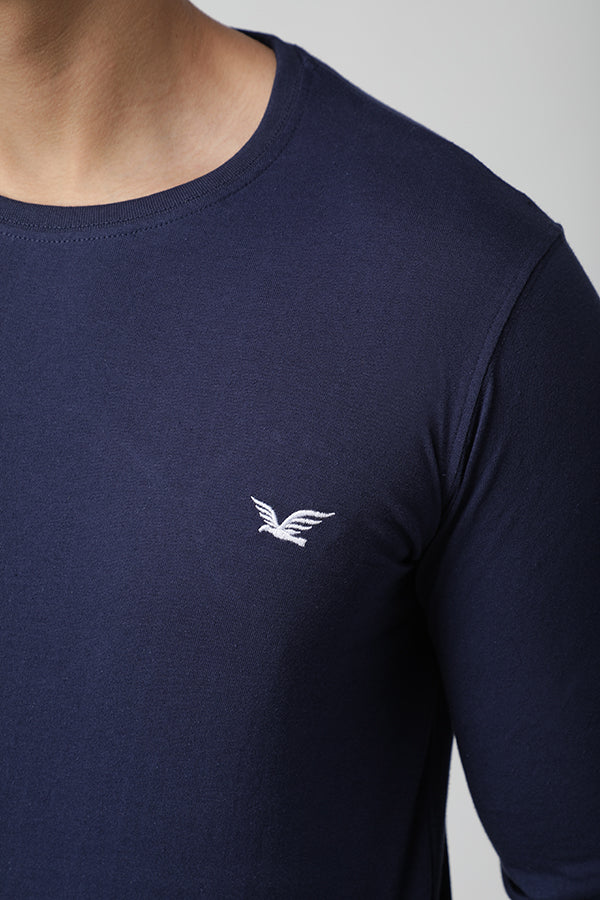 Navy Solid Contrast Logo Tees