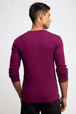 Purple Textured Long Sleeve Henley