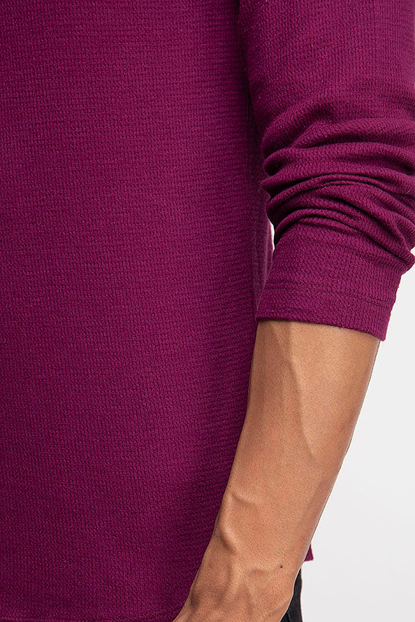 Purple Textured Long Sleeve Henley