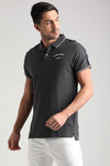 Grey Pique Polo with Chest Graphic