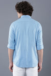 Blue Cotton Linen Solid Shirt