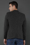Notched Lapel Black Knitted Casual Blazer