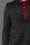 Lapel Collared Dark Grey Checkered Knitted Blazer