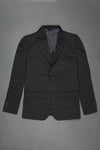 Lapel Collared Dark Grey Checkered Knitted Blazer