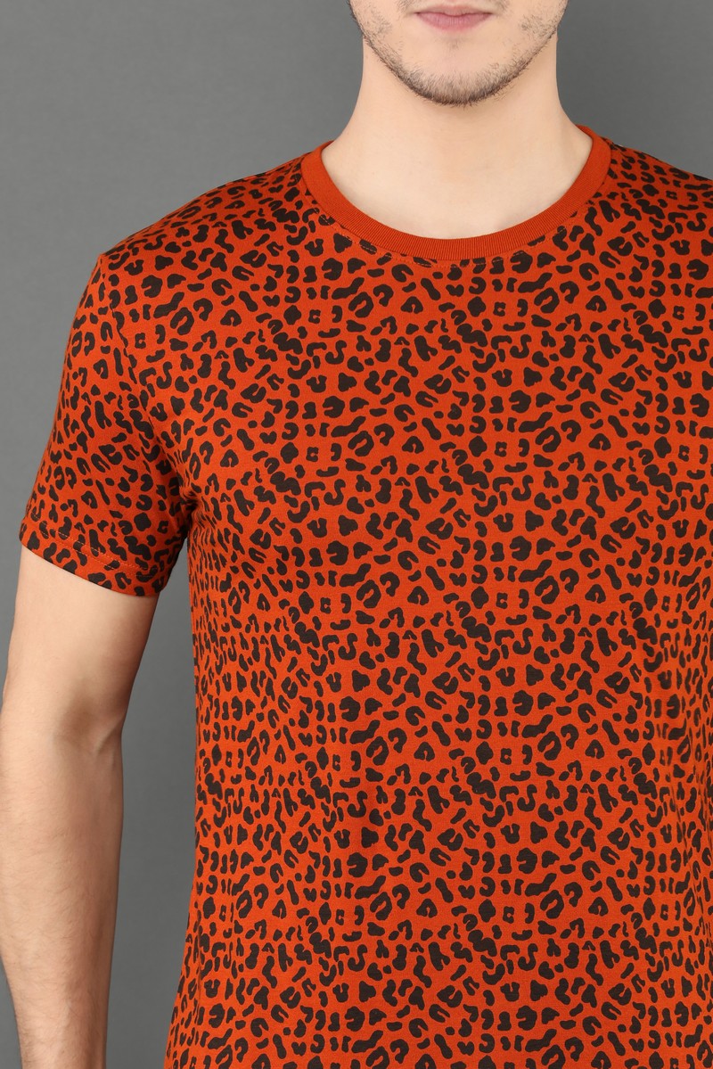 Orange Cheetah Print Knitted Tees