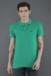 Green Solid Pique Short Sleeve Polo