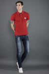 Red Solid Short Sleeve Polo